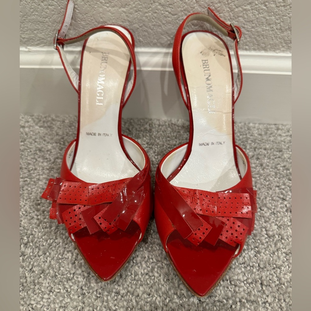 Red classy ankle strap heels